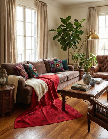 6' 5 x 9' 3 Hand Woven Kilim Suzani Wool Rug