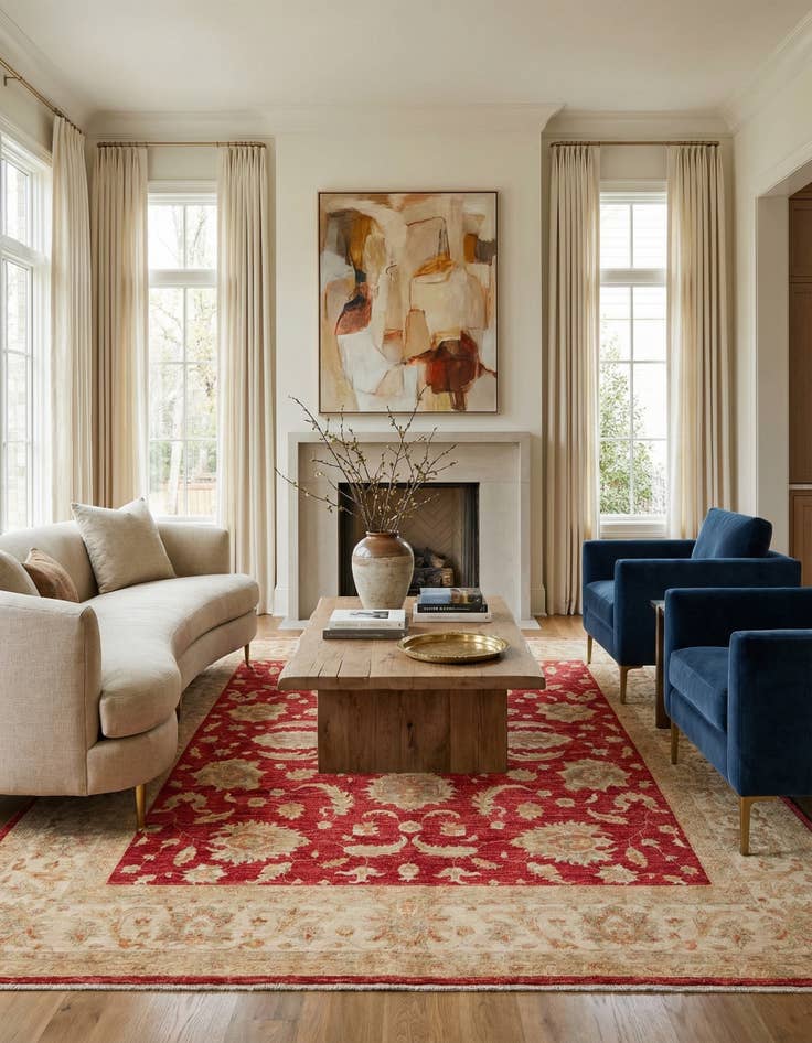 Detail image of 8' 5 x 9' 9  Hand Knotted Peshawar Ziegler Rug