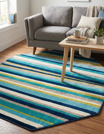 Teal Azalea Octagon Rug