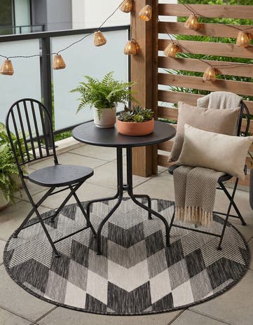 3' x 3' Easy-Clean Modern Indoor / Outdoor Round Rug