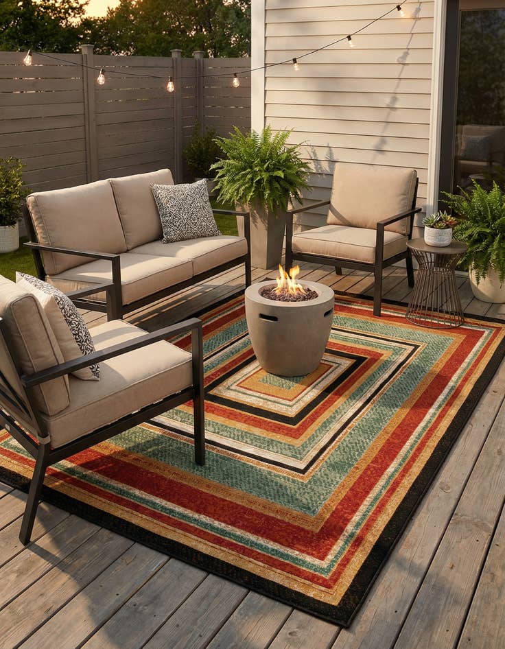 Detail image of 6' x 9'  Washable Modern Indoor / Outdoor Rug