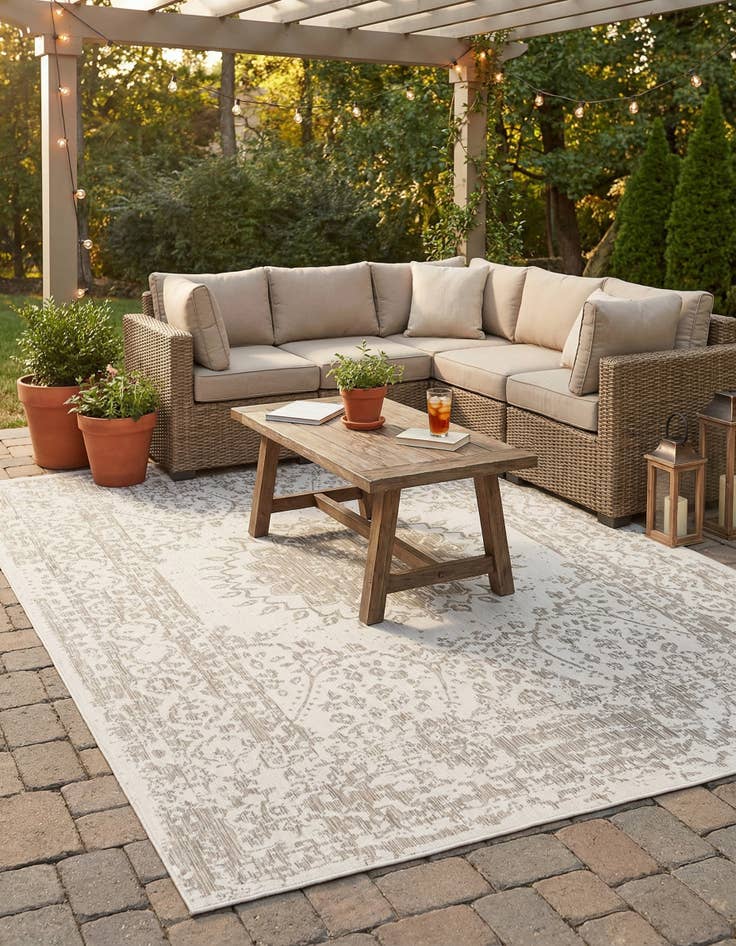 Detail image of 10' x 14'  Washable Traditional Indoor / Outdoor Rug