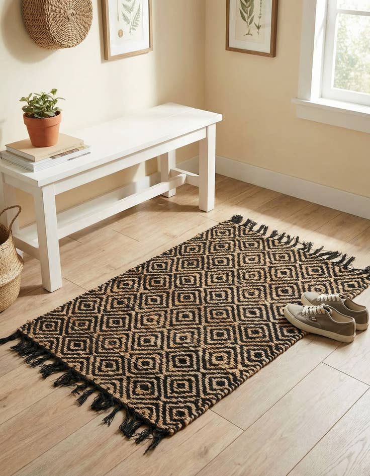 Detail image of 2' x 3' 1  Hand Woven Braided Jute Rug