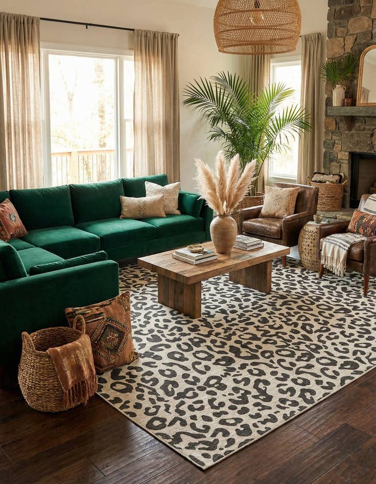 Detail image of 13' x 13'  Washable Safari Indoor / Outdoor Square Rug