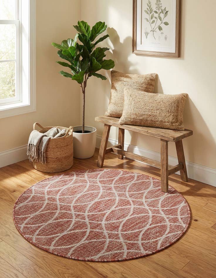 Detail image of 3' x 3'  Washable Trellis Indoor / Outdoor Round Rug
