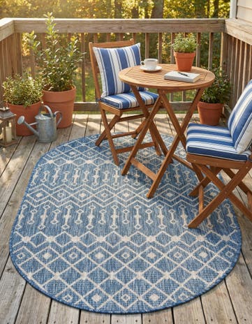 3' x 5' 3 Easy-Clean Lattice Indoor / Outdoor Oval Rug