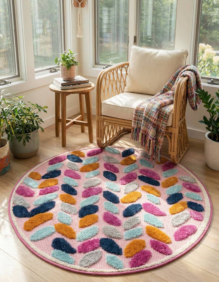 Detail image of 3' 3 x 3' 3  Washable Aruba Indoor / Outdoor Round Rug