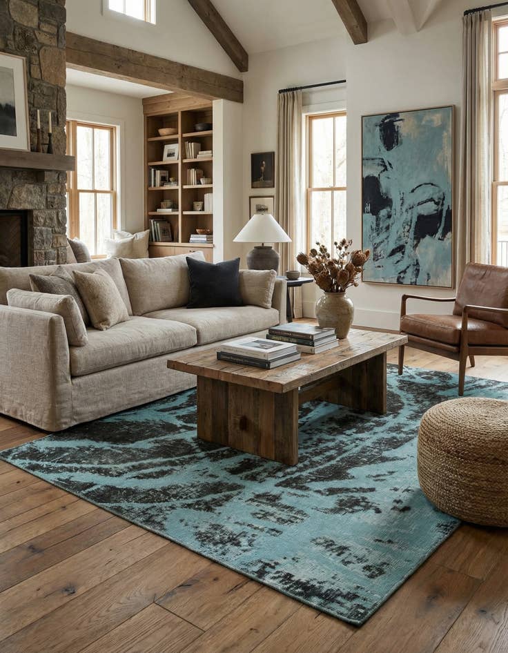 Detail image of 4' 7 x 5' 9  Hand Knotted Ultra Vintage Persian Wool Square Rug