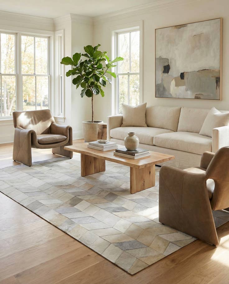 Detail image of 5' 1 x 8' Cowhide - Patchwork Rug