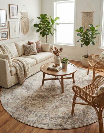 Ivory Oregon Round Rug