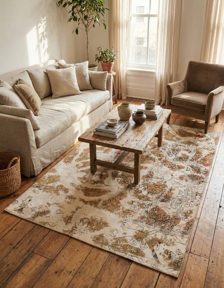 Detail image of 4' 8 x 6' 2  Hand Knotted Ultra Vintage Persian Wool Rug