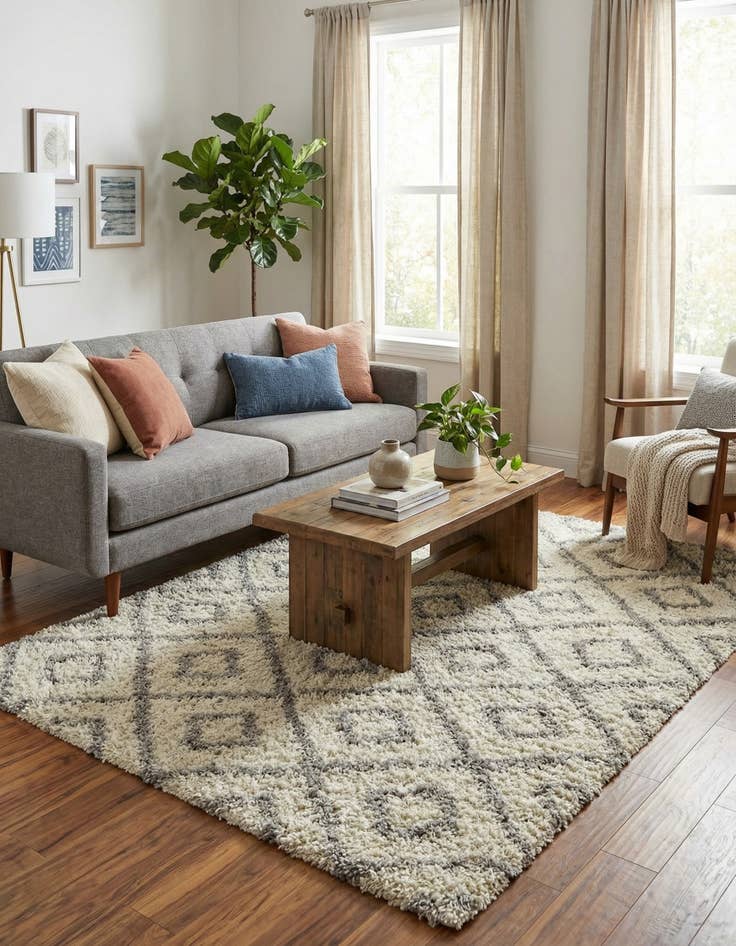 Detail image of  6' x 9' Lattice Shag Rug