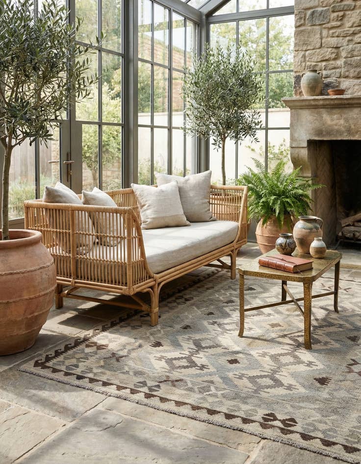 Detail image of 5' 3 x 6' 6 Hand Woven Kilim Maymana Wool Rug