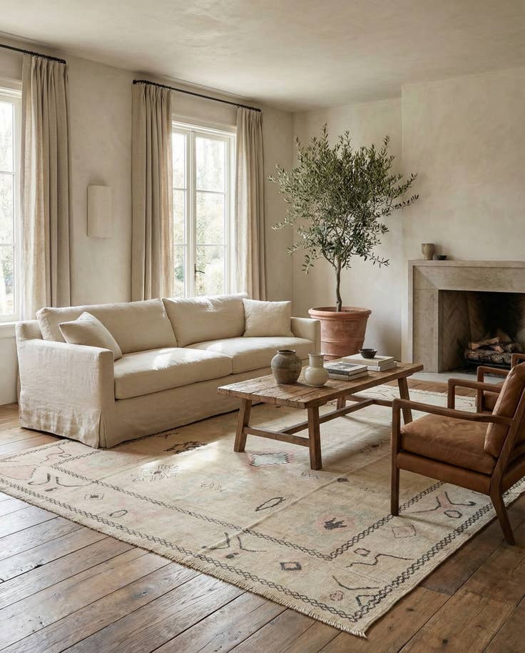 Detail image of 9' 5 x 11' 5 Hand Knotted Oushak Wool Rug