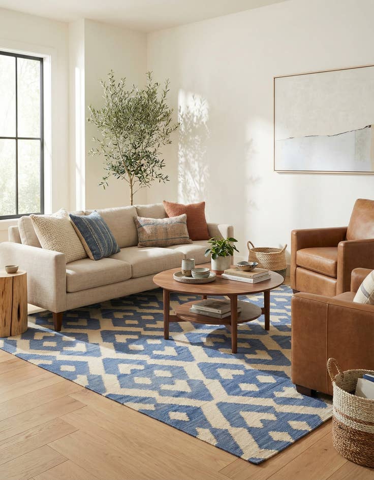 Detail image of 4' 2 x 5' 6  Hand Woven Kilim Modern Wool Rug