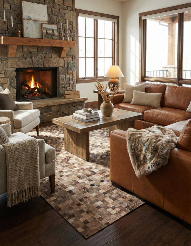 Detail image of 5' x 8' Cowhide Leather Rug