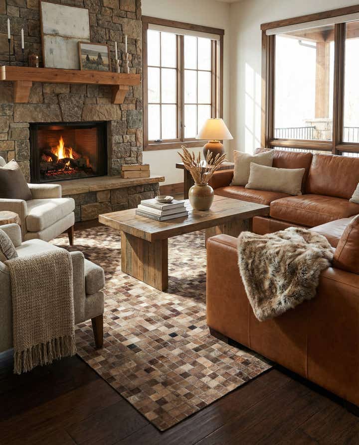5' x 8' Cowhide Leather Rug