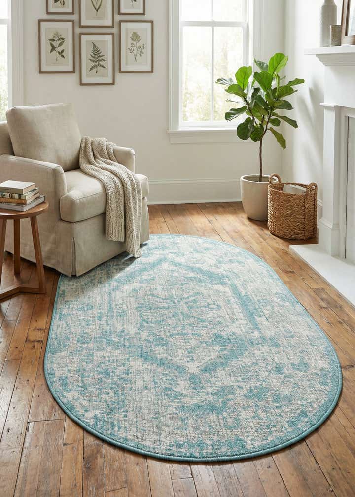 3' x 5' 3 Easy-Clean Traditional Indoor / Outdoor Oval Rug