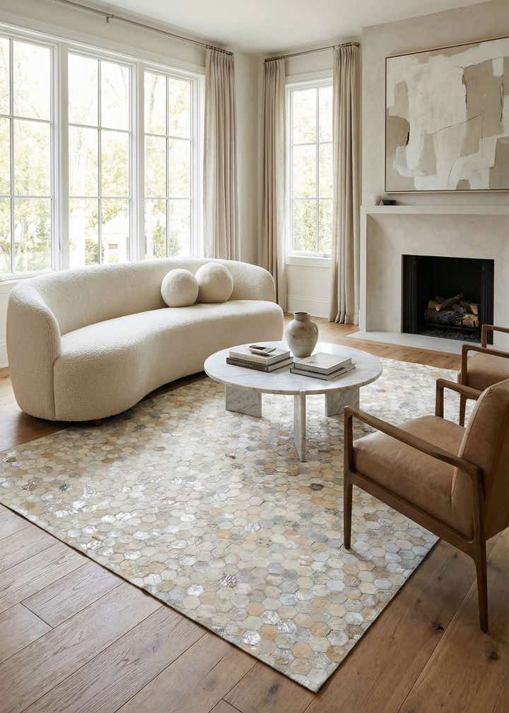 5' 2 x 8' Cowhide Leather Rug