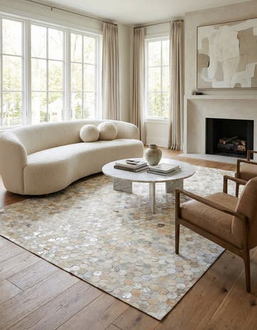 5' 2 x 8' Cowhide Leather Rug