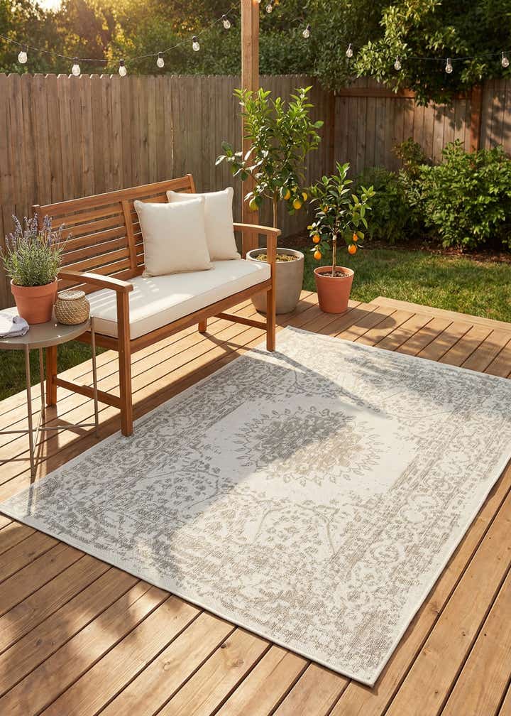 5' 3 x 7' Easy-Clean Traditional Indoor / Outdoor Rug