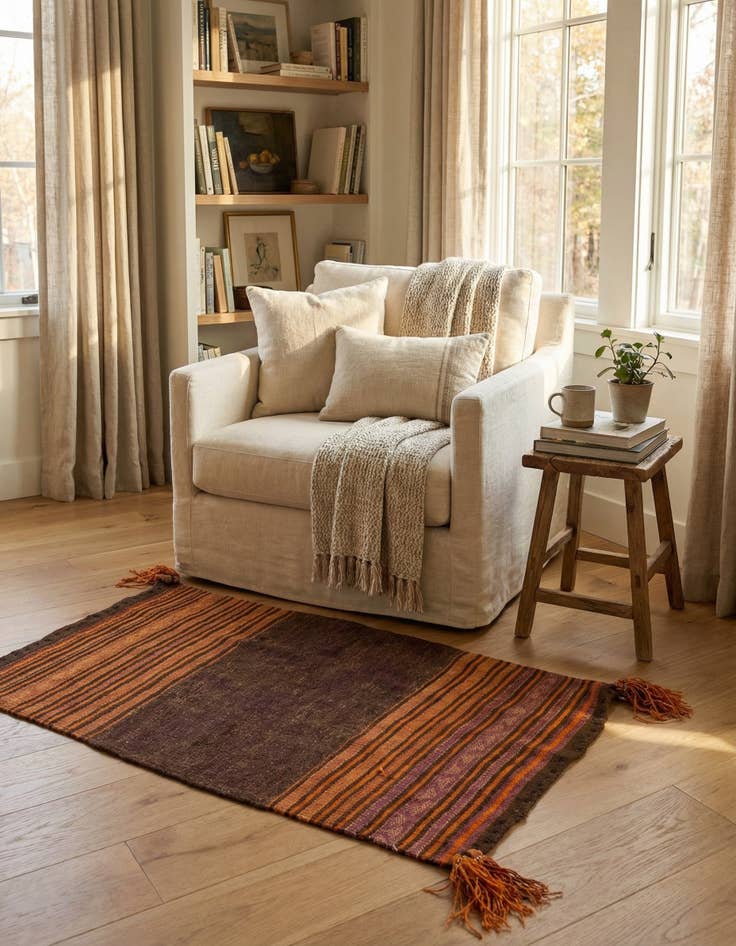 Detail image of 2' 9 x 4'  Hand Woven Kilim Fars Wool Rug