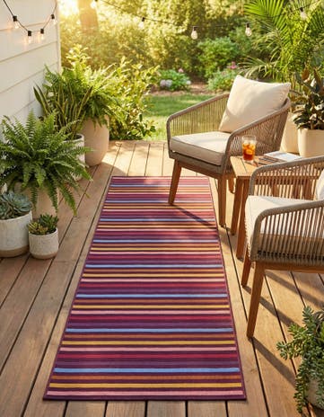 2' 7 x 10' Easy-Clean Ribbon Indoor / Outdoor Runner Rug