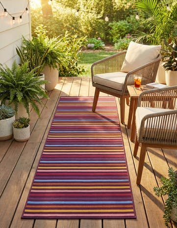 2' 7 x 10' Easy-Clean Ribbon Indoor / Outdoor Runner Rug