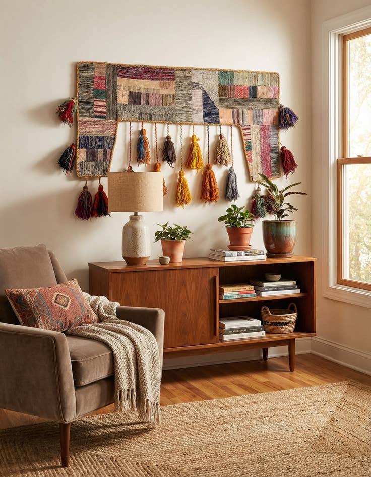 Detail image of 1' 10 x 3' 9  Hand Woven Wall Art Wool Rug