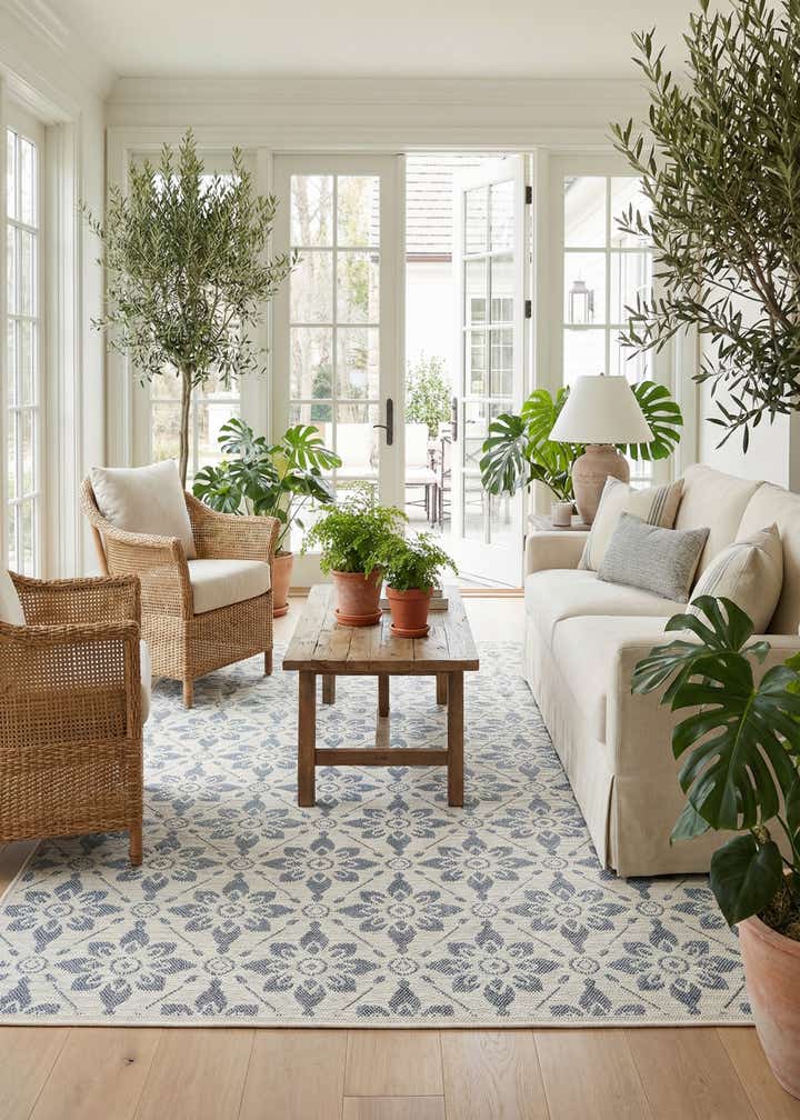 5' 3 x 7' 7 Easy-Clean Botanical Indoor / Outdoor Rug
