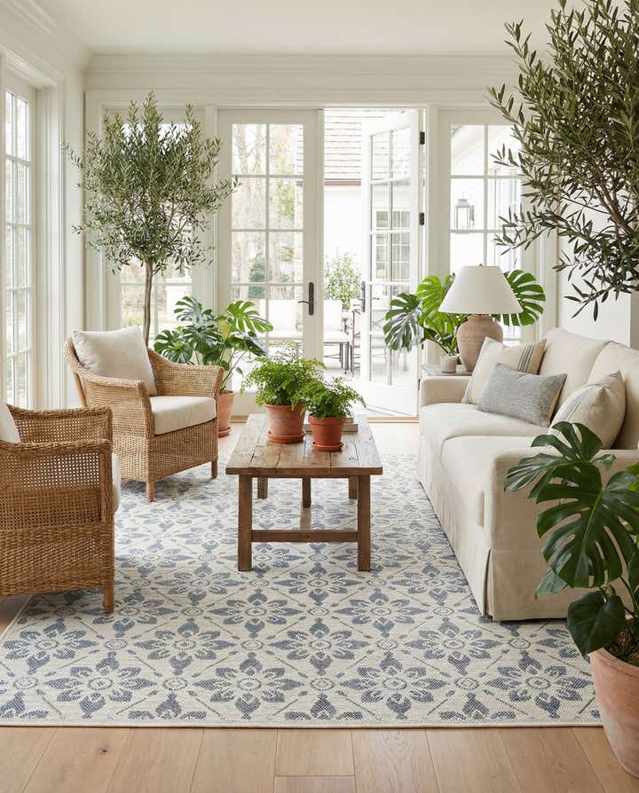 5' 3 x 7' 7 Easy-Clean Botanical Indoor / Outdoor Rug