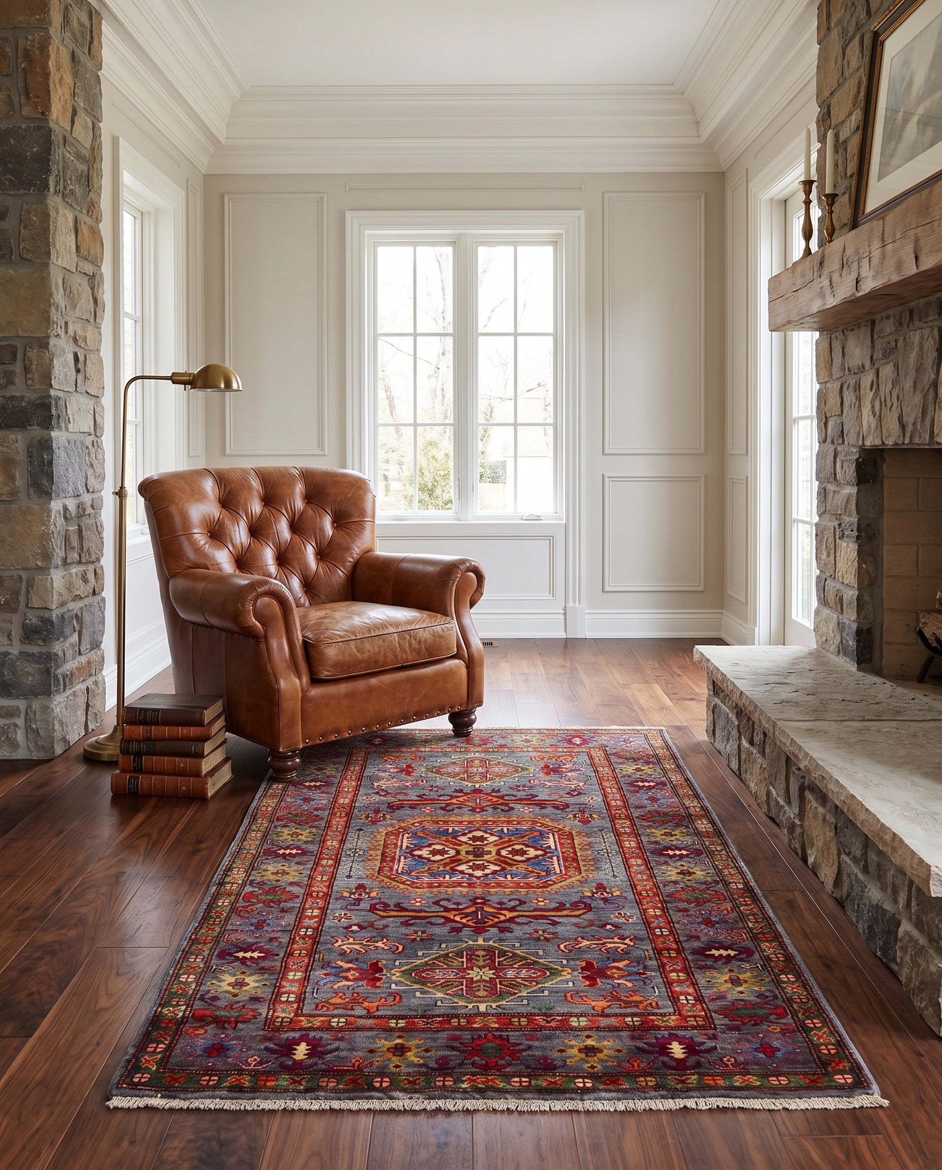3' 5 x 5' 4 Hand Knotted Kazak Rug