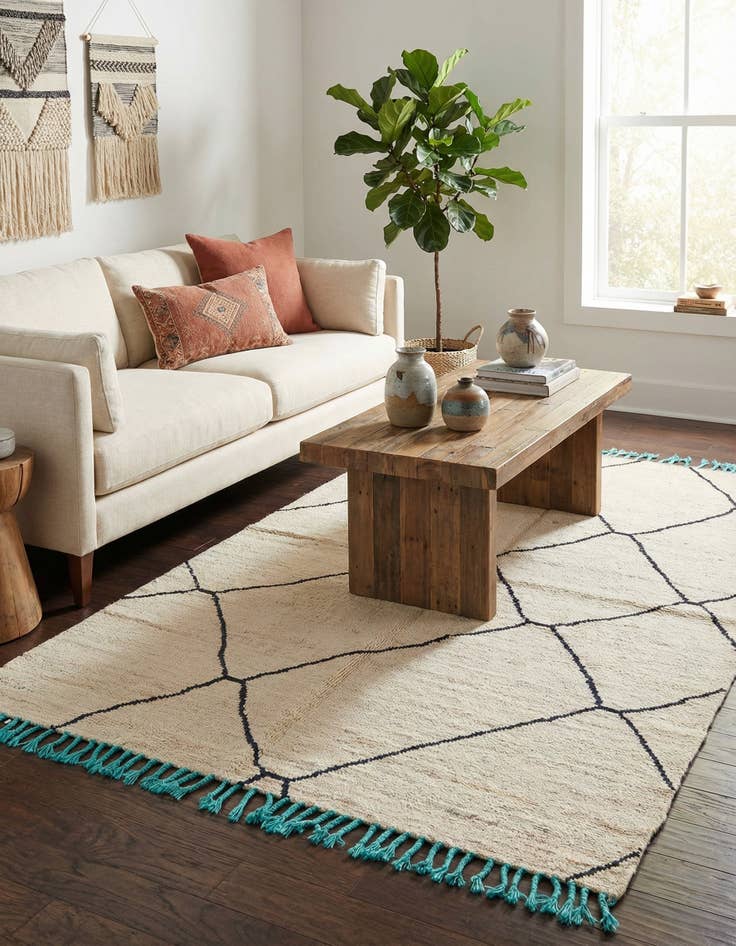 Detail image of 4' 10 x 7' 2  Hand Knotted Moroccan Wool Rug