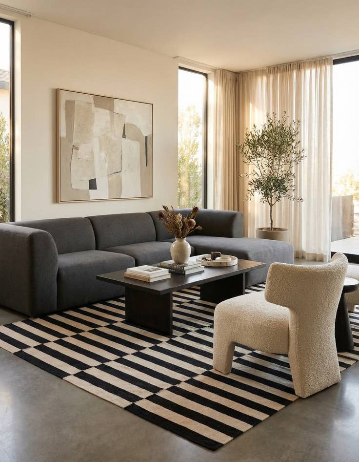 Detail image of 5' 6 x 7' 9  Hand Woven Kilim Modern Wool Rug