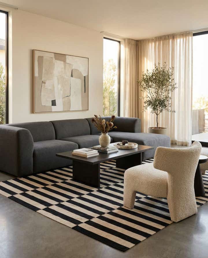 5' 6 x 7' 9 Hand Woven Kilim Modern Wool Rug