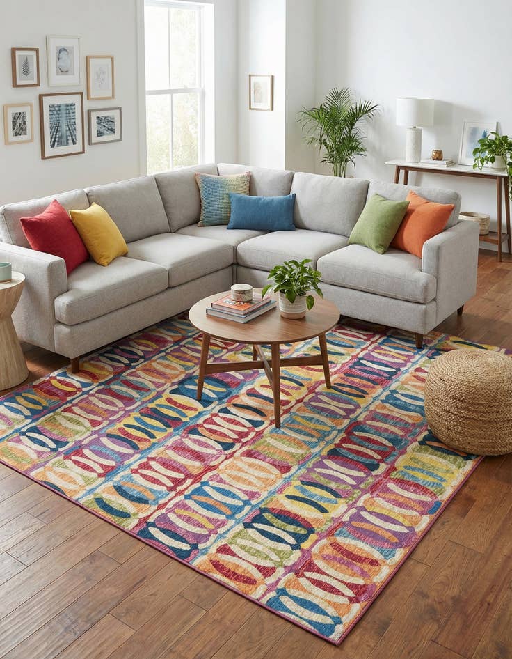 Detail image of 7' 10 x 7' 10 Easy-Clean Modern Indoor / Outdoor Square Rug