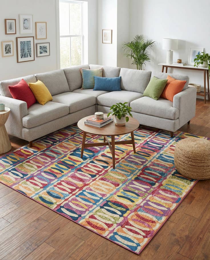 Detail image of 7' 10 x 7' 10 Easy-Clean Modern Indoor / Outdoor Square Rug