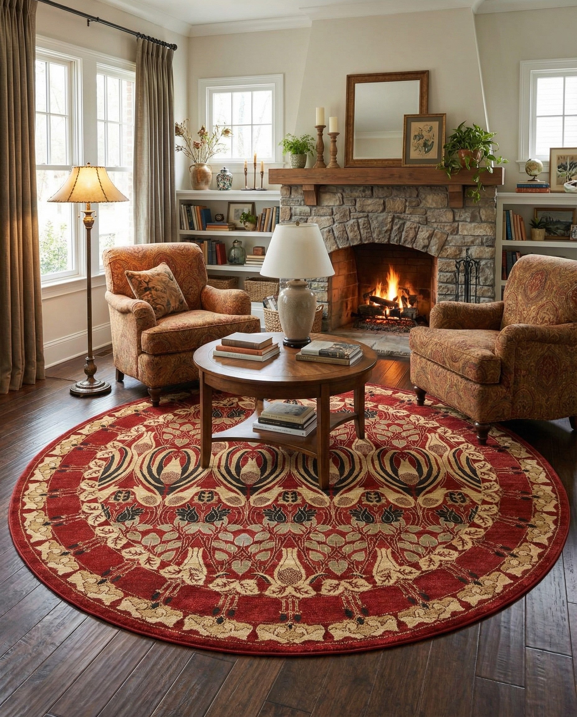 Rust Red 8' x 8' Chelsea Round Rug | Rugs.com