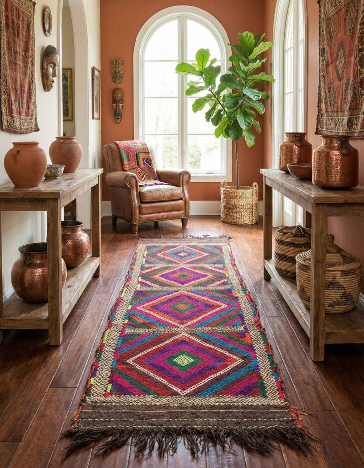 Detail image of  2' 2 x 7' 6  Hand Knotted Kilim Fars Persian Wool Runner Rug