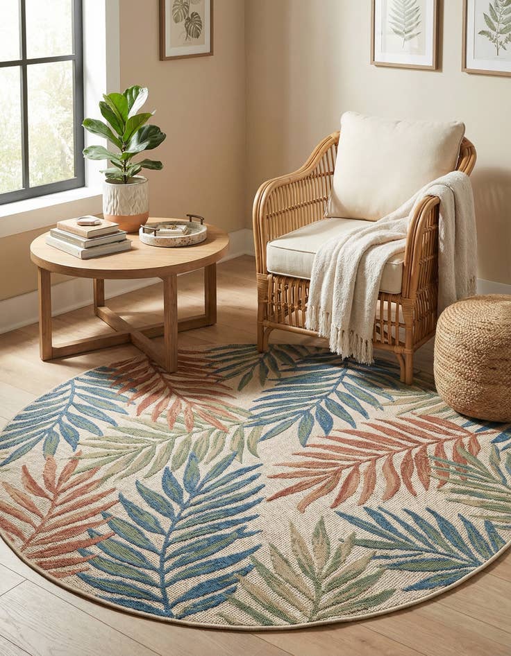 Detail image of  6' x 6'  Washable Baja Indoor / Outdoor Round Rug