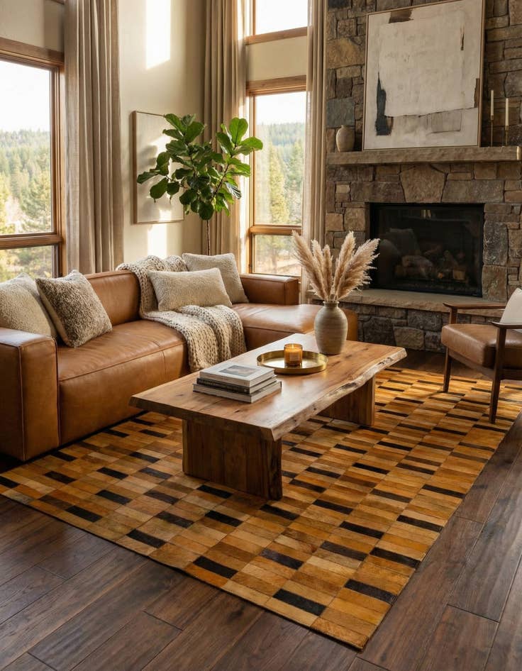 Detail image of  5' 1 x 8' Cowhide - Patchwork Rug