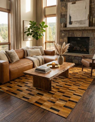 5' 1 x 8' Cowhide - Patchwork Rug