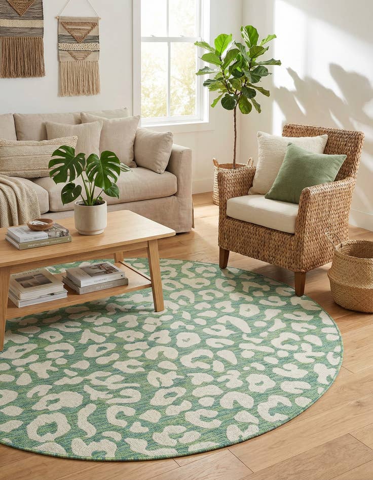 Detail image of 5' 3 x 5' 3  Washable Safari Indoor / Outdoor Round Rug