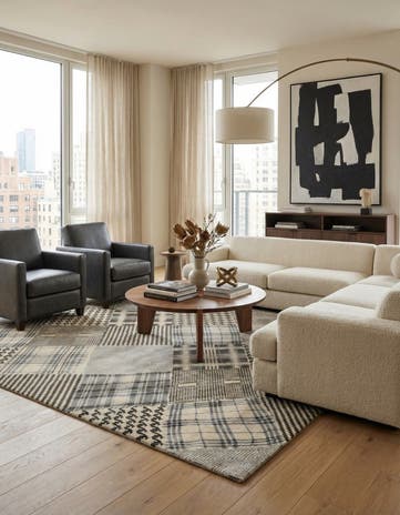 7' 9 x 9' 3 Modern Manshu Wool Rug