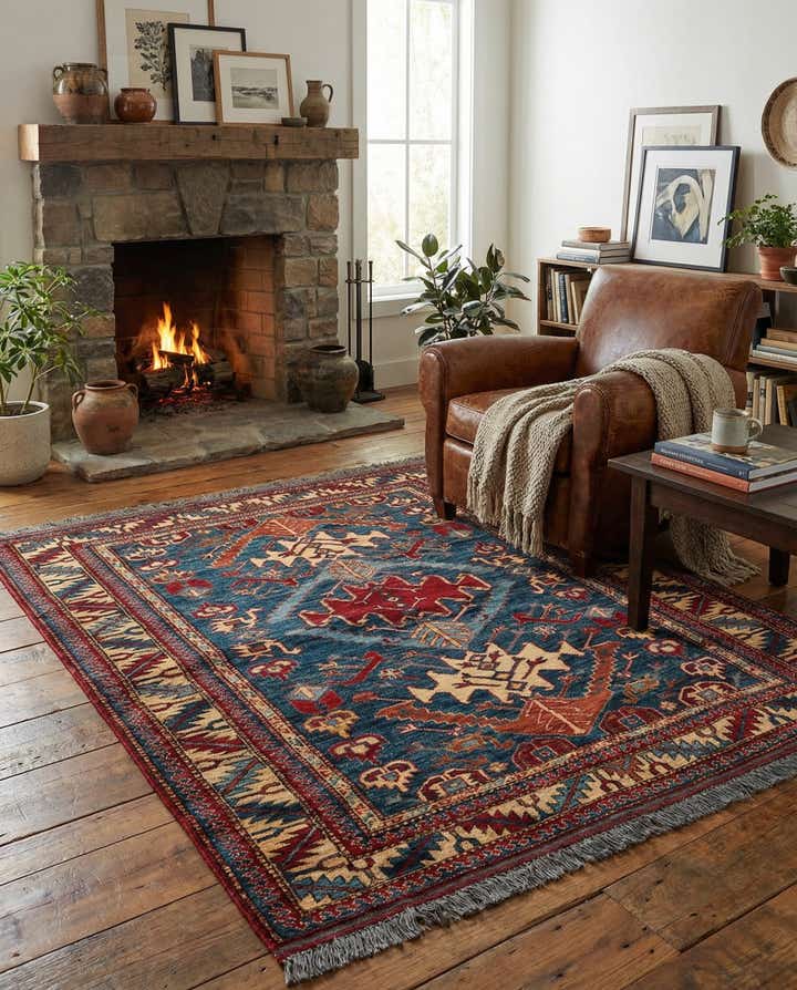 4' x 4' 11 Hand Knotted Kazak Wool Rug