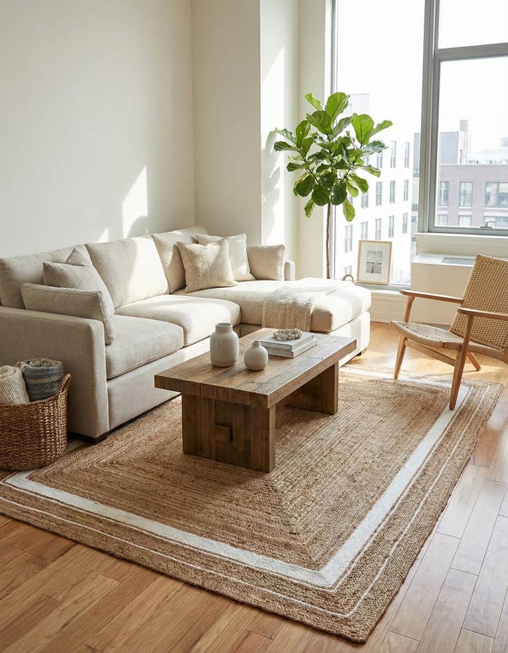 Detail image of 9' x 12' 2  Hand Braided Jute Rug