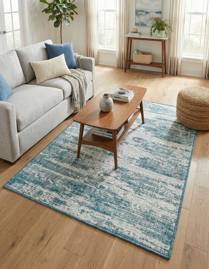 Detail image of 4' x 6'  Washable Modern Indoor / Outdoor Rug