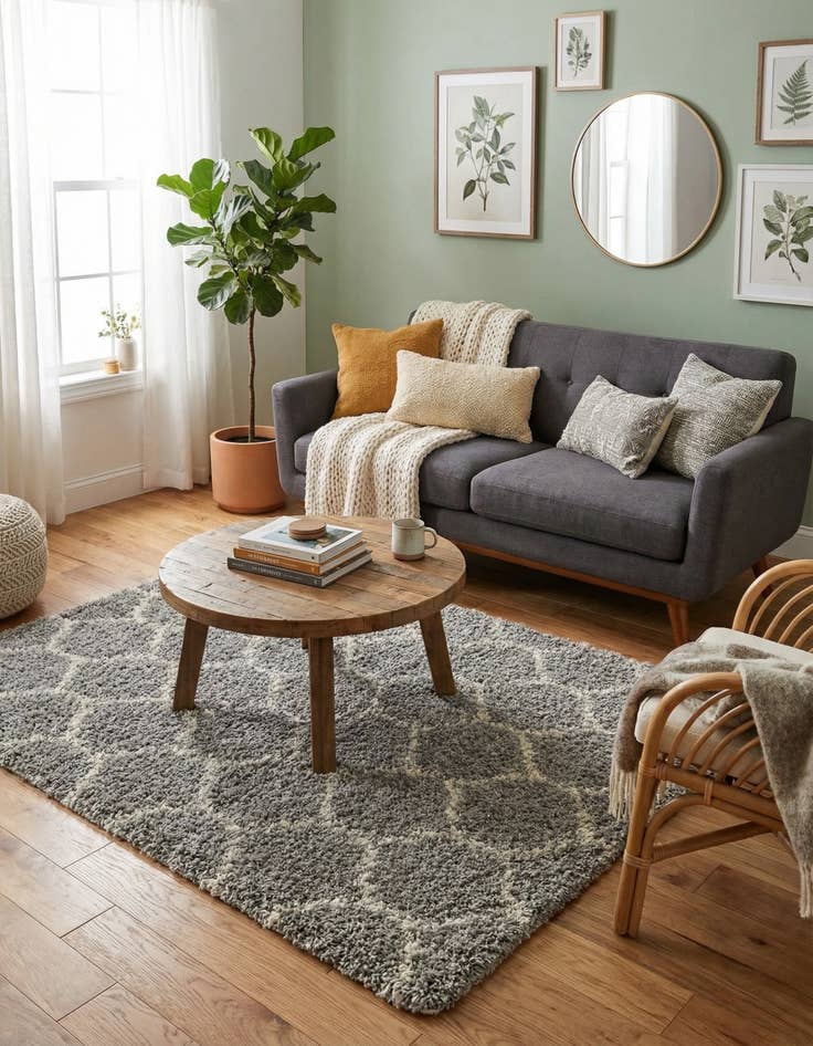 Detail image of  4' x 4' Lattice Shag Square Rug