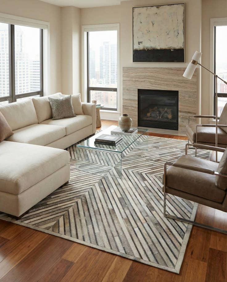 Detail image of 7' 10 x 10' Cowhide Leather Rug