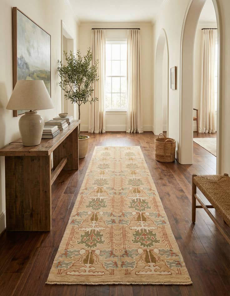 Detail image of 4' 6 x 7' 6  Hand Knotted Oushak Wool Runner Rug